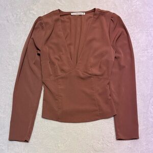 Abercrombie & Fitch Brown Long Sleeve Blouse